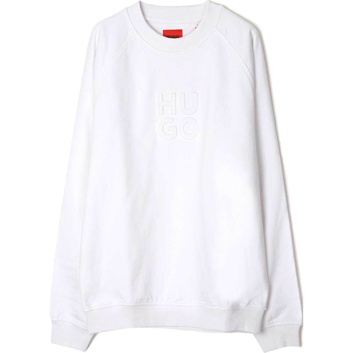 HUGO BOSS White Solid Slim Fit Crewneck Long Sleeve Pullover Sweatshirt 50496640-100