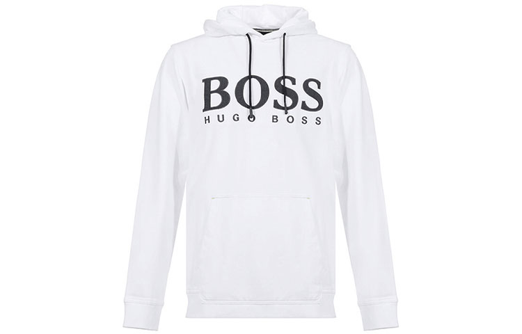 HUGO BOSS White Sweatshirt with Embroidered Logo Lettering 50430793-100