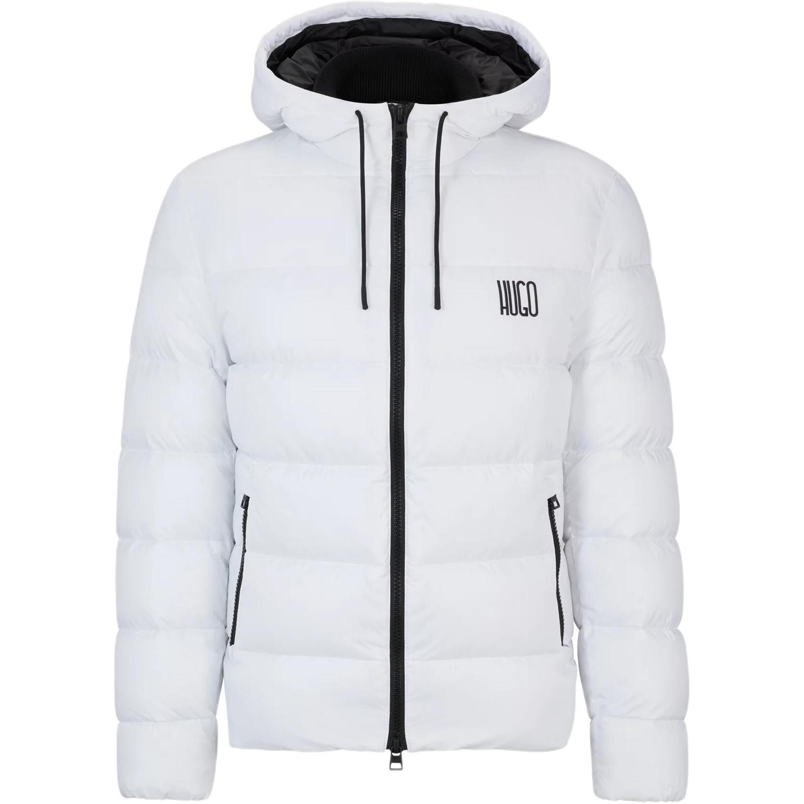 HUGO BOSS White Water-Repellent Padded Jacket with Logo Embroidery for Men 50513500-100