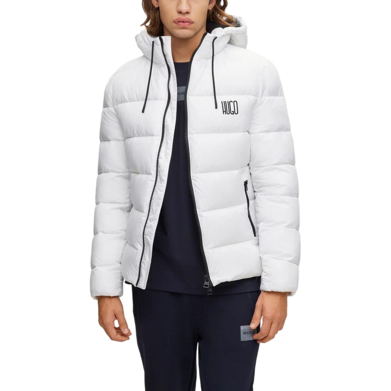 HUGO BOSS White Water-Repellent Padded Jacket with Logo Embroidery for Men 50513500-100 圖 4