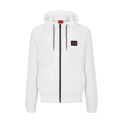 HUGO BOSS White Zip-Up Hoodie with Long Sleeves 50447972-127