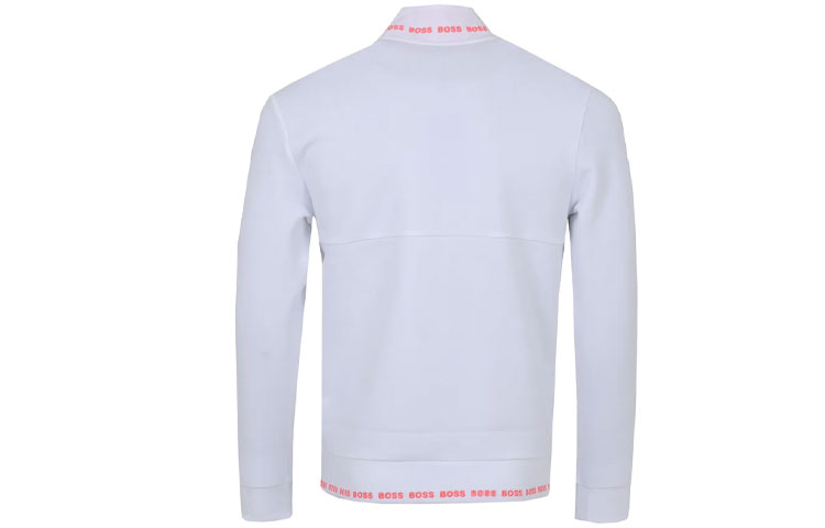 Lookbook HUGO BOSS Jaket Zip Putih dengan Logo dan Perincian Sulaman 50452631-100