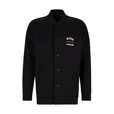 HUGO BOSS AJBXNG SS23 Logo Print Baseball Jacket Men’s Black 50476427-001