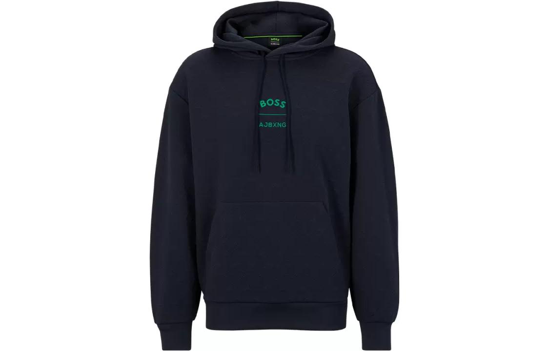HUGO BOSS AJBXNG SS23 Logo Print Hoodie Deep Blue 50487659-402