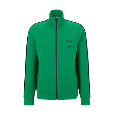 HUGO BOSS AJBXNG SS23 Loose Fit Green Zip-Up Printed Sweatshirt 50487669-342