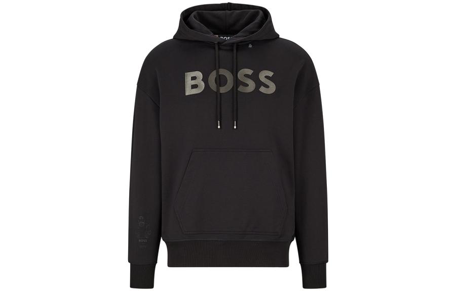 HUGO BOSS Khaby FW22 Black Hoodie with Logo Print and Lettering 50486301-001