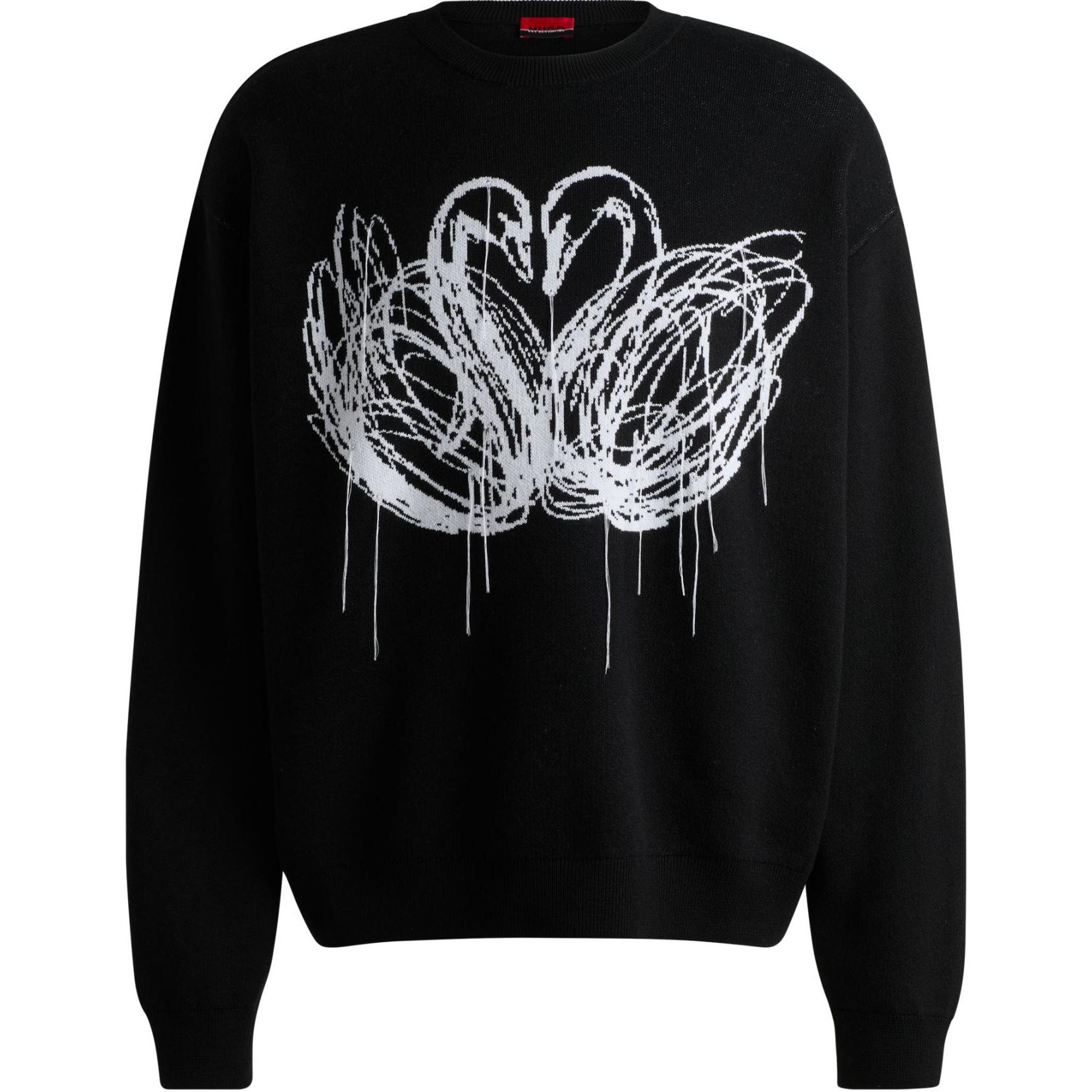 HUGO BOSS x Les Benjamins Animal Jacquard Loose Knit Sweater Men’s Black. 50525345-001