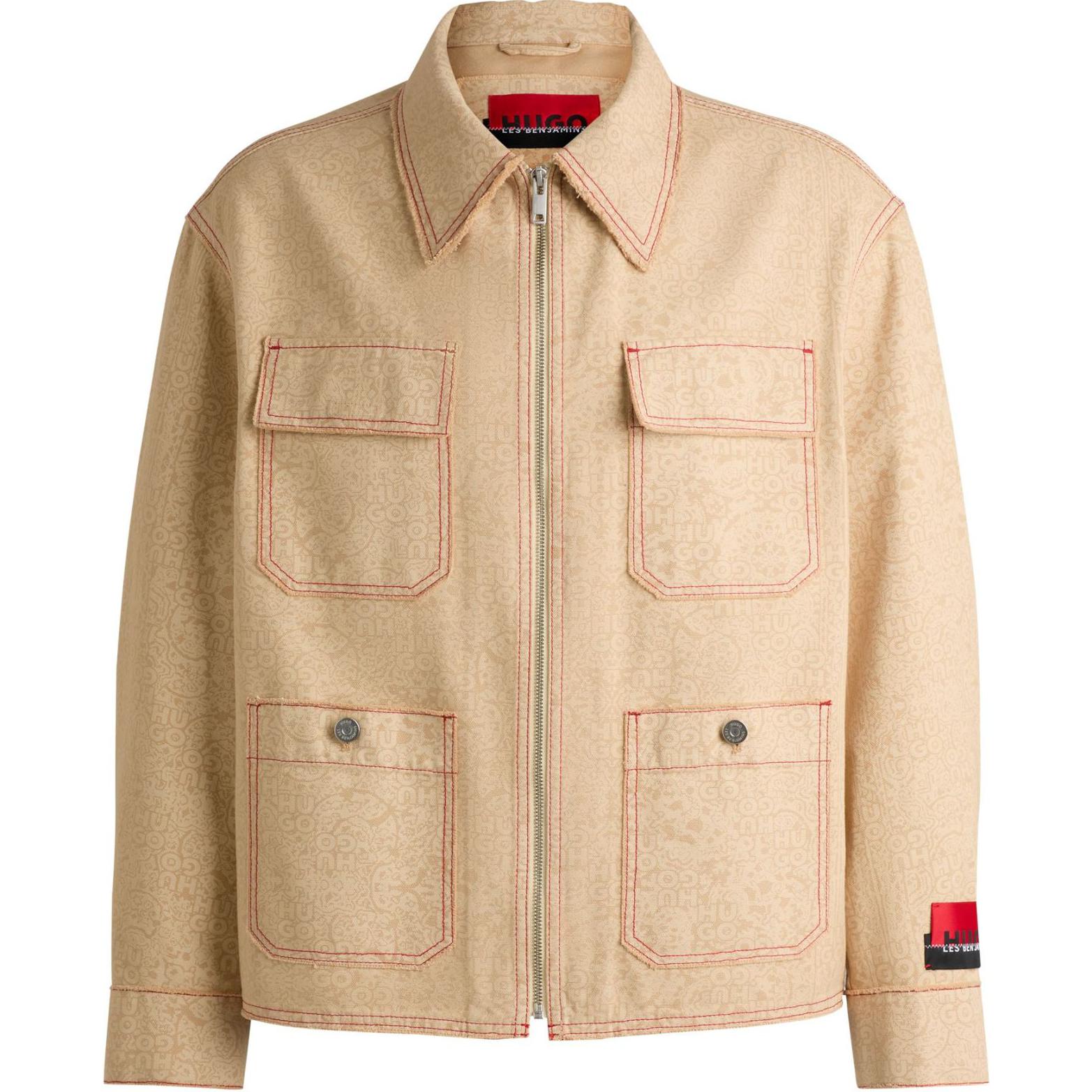 HUGO BOSS Les Benjamins Copper Brown Graphic Zip-Up Jacket 50525737-223