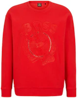 HUGO BOSS x Looney Tunes SS23 Bugs Bunny Red Embroidered Logo Crewneck Sweater Men 50483822-624 HUGO BOSS x Looney Tunes SS23 Bugs Bunny Red Embroidered Logo Crewneck Sweater Men 50483822-624