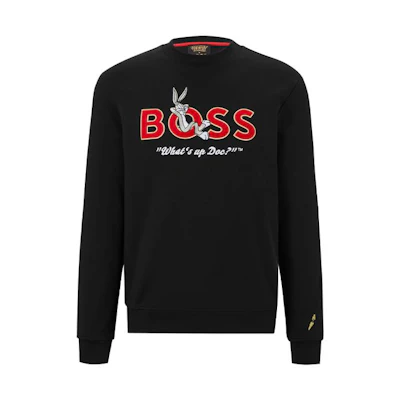 HUGO BOSS Looney Tunes SS23 China Collab Cartoon Bunny Logo Sweatshirt Black 50486310-001