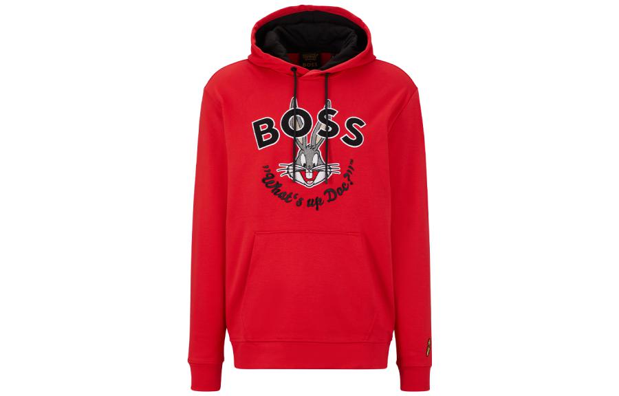 HUGO BOSS Looney Tunes SS23 China Series Pink Hoodie with Cartoon Bunny Logo 50486315-623