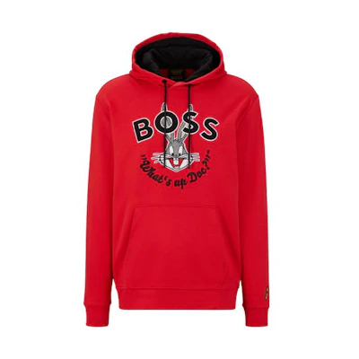 HUGO BOSS Looney Tunes SS23 China Series Pink Hoodie with Cartoon Bunny Logo 50486315-623