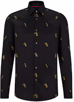 Hugo Boss x Looney Tunes SS23 Gold Print Collared Long Sleeve Shirt Men 50486036-001 Hugo Boss x Looney Tunes SS23 Gold Print Collared Long Sleeve Shirt Men 50486036-001