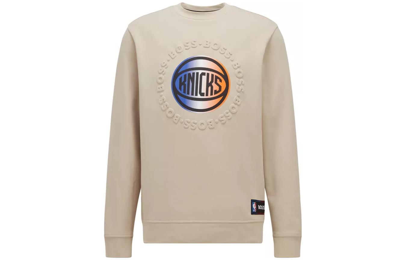 HUGO BOSS NBA Knicks Logo Print Crewneck Sweatshirt SS22 Off-White 50469443-274-360