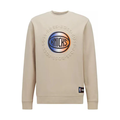 HUGO BOSS NBA Knicks Logo Print Crewneck Sweatshirt SS22 Off-White 50469443-274-360