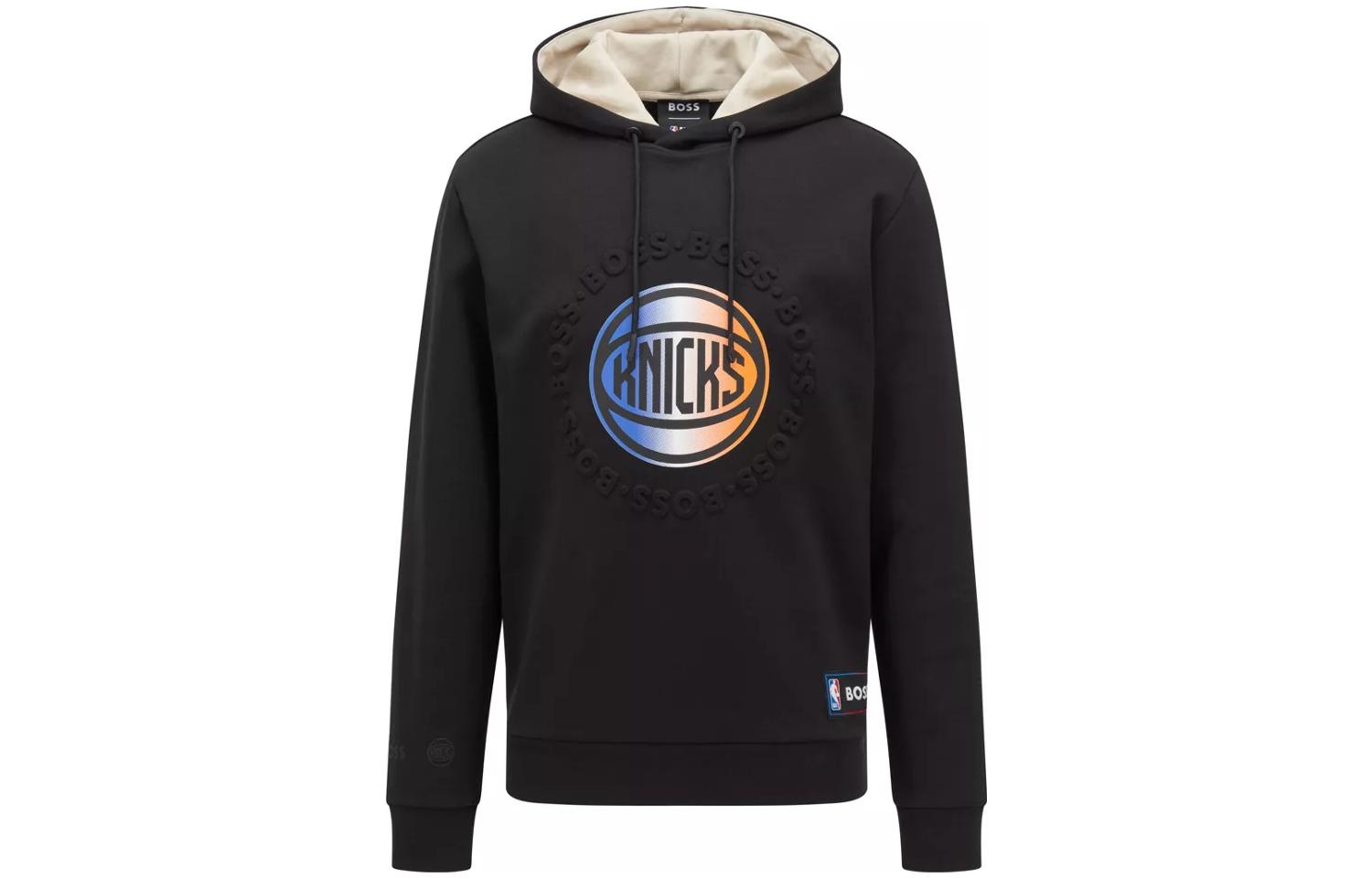 HUGO BOSS NBA Knicks Logo Print Hoodie Black SS22 Collection 50469438-004-340