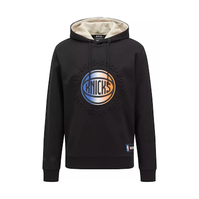 HUGO BOSS NBA Knicks Logo Print Hoodie Black SS22 Collection 50469438-004-340