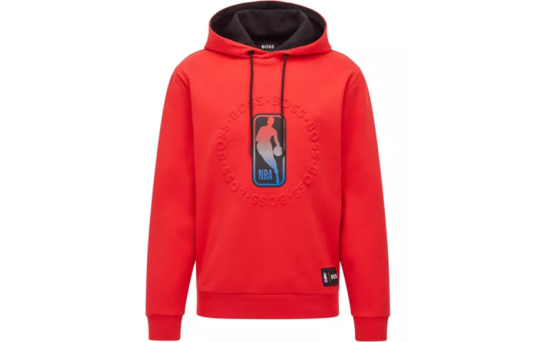 HUGO BOSS NBA Logo Red Hoodie Long Sleeve Sweatshirt 50469438-red