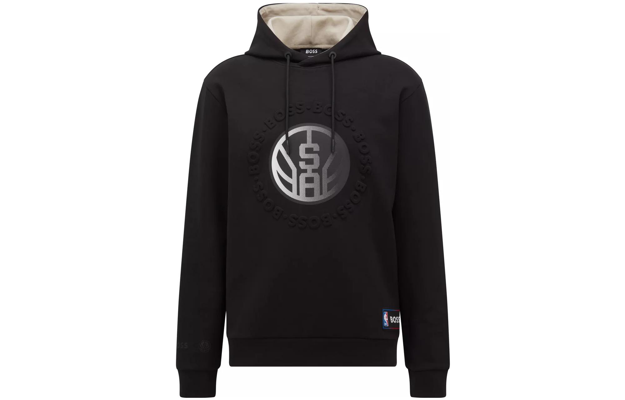 HUGO BOSS NBA Spurs Logo Hoodie SS22 Black Casual Pullover Sweater 50469438-010