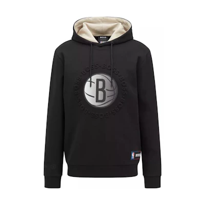 HUGO BOSS NBA SS22 Black Hoodie with Letter Print and Relaxed Fit 50469438-005