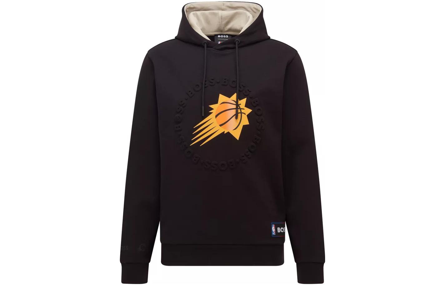 HUGO BOSS NBA SS22 Black Hoodie with Solid Basketball Print Design 50469438-013-360