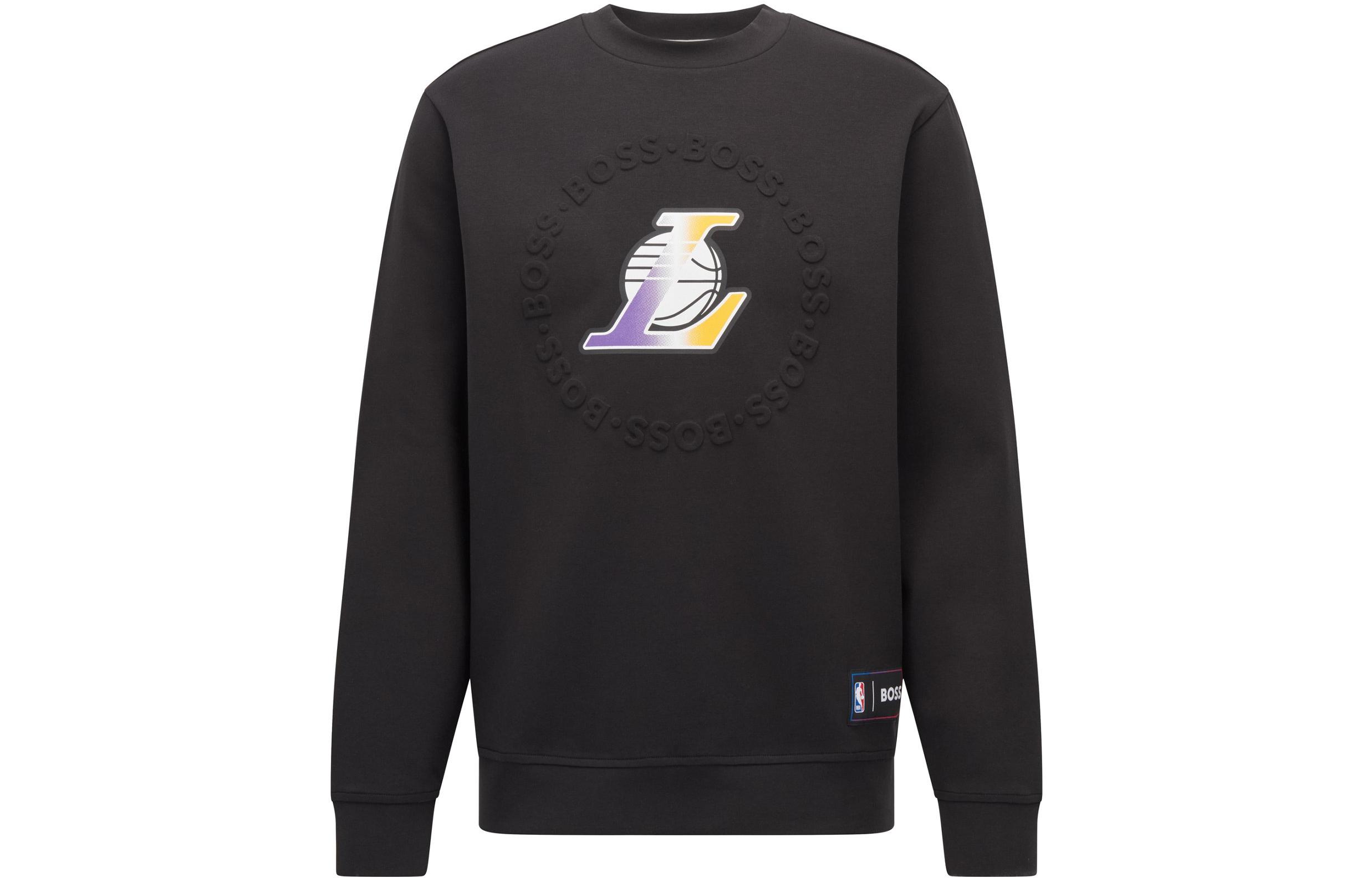 HUGO BOSS NBA SS22 Black Logo Print Long Sleeve Casual Sweatshirt 50469443-002