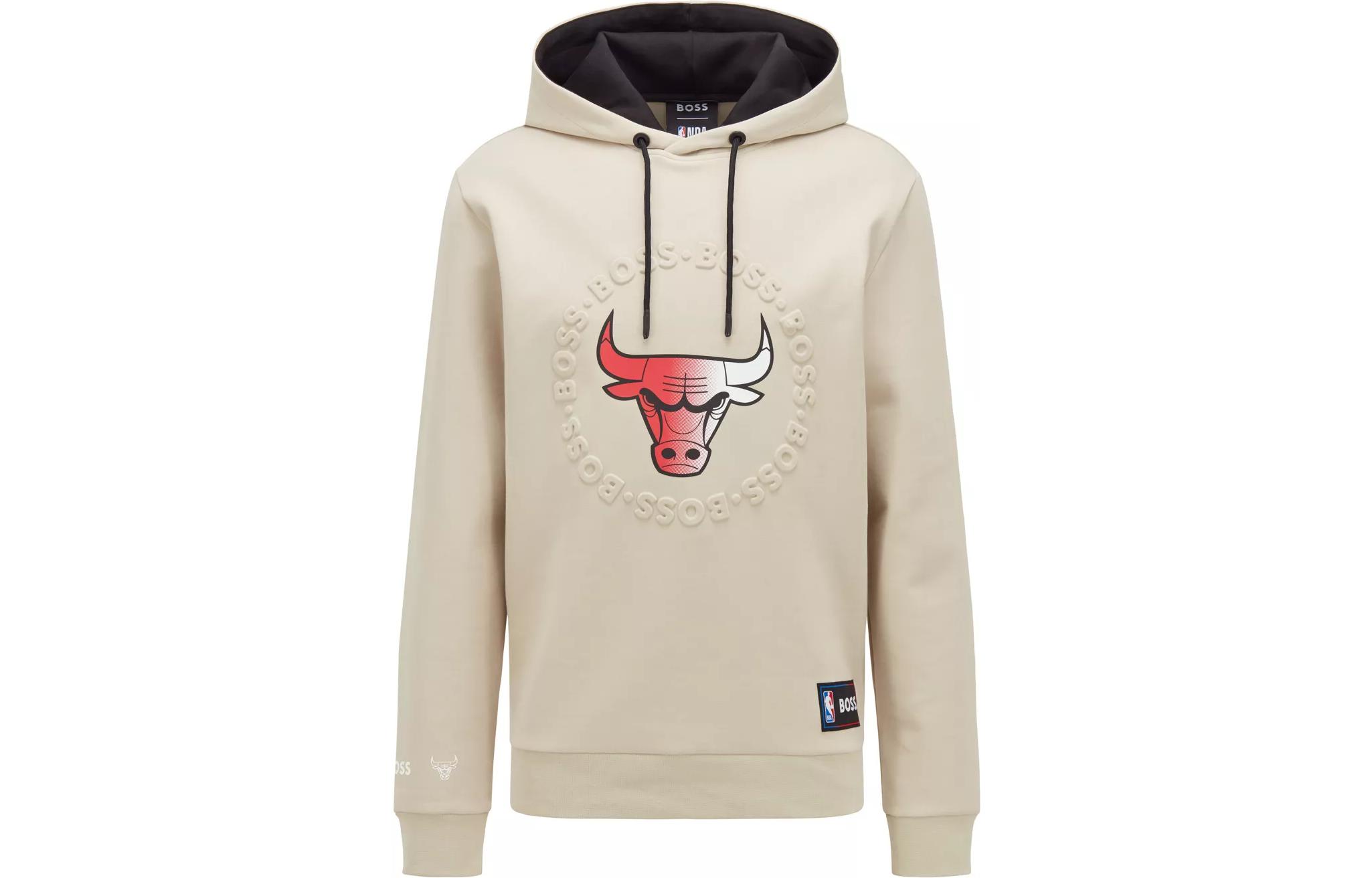 HUGO BOSS NBA SS22 Chicago Bulls Hoodie Pullover Beige 50469438-273
