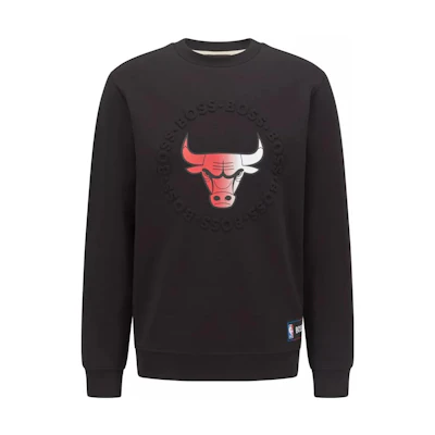 HUGO BOSS NBA SS22 Chicago Bulls Logo Black Crewneck Sweatshirt for Men 50469443-003