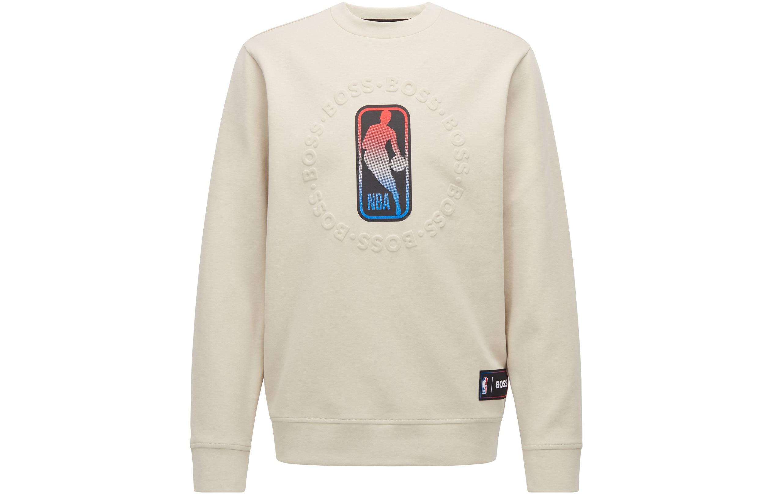 HUGO BOSS NBA SS22 Crewneck Sweatshirt Beige with Letter Print Design 50469443-271