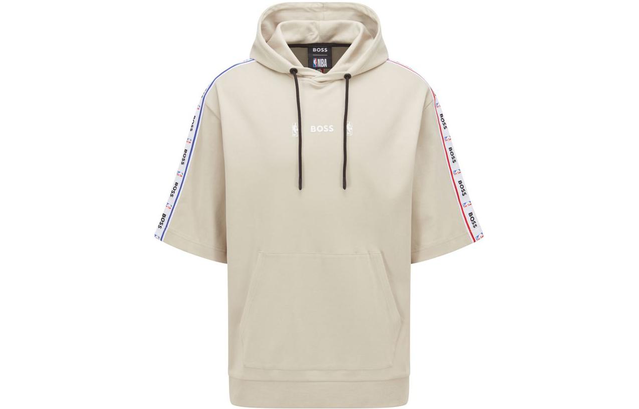 HUGO BOSS x NBA SS22 Logo Tape Cotton Hoodie Short Sleeve Beige 50474515-271