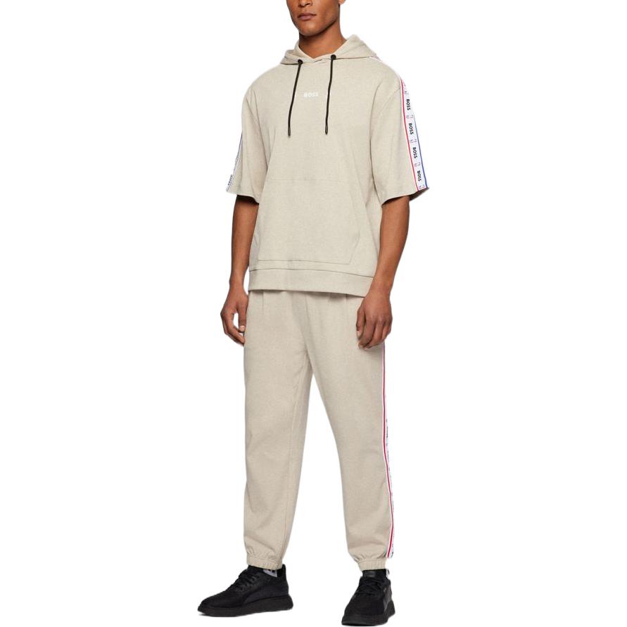 Lookbook HUGO BOSS x NBA SS22 標誌膠帶短袖連帽棉質上衣 米色 50474515-271