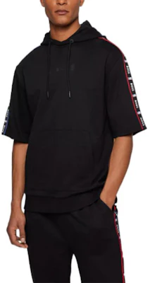 HUGO BOSS x NBA SS22 标志条纹短袖连帽棉质卫衣 黑色 50474515-BLACK Lookbook HUGO BOSS x NBA SS22 标志条纹短袖连帽棉质卫衣 黑色 50474515-BLACK