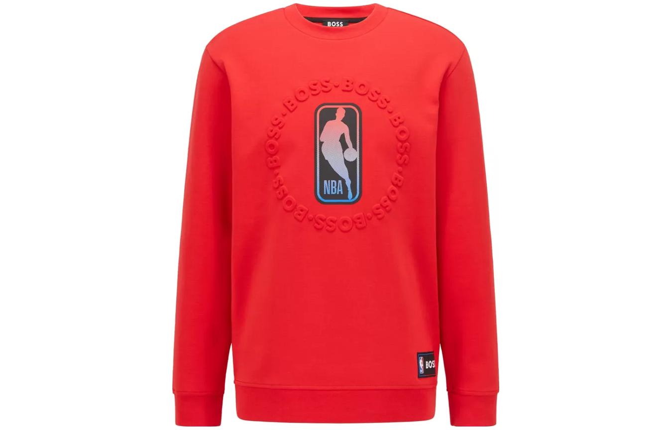 HUGO BOSS NBA SS22 Red Logo Graphic Long-Sleeve Sweatshirt 50469443-RED