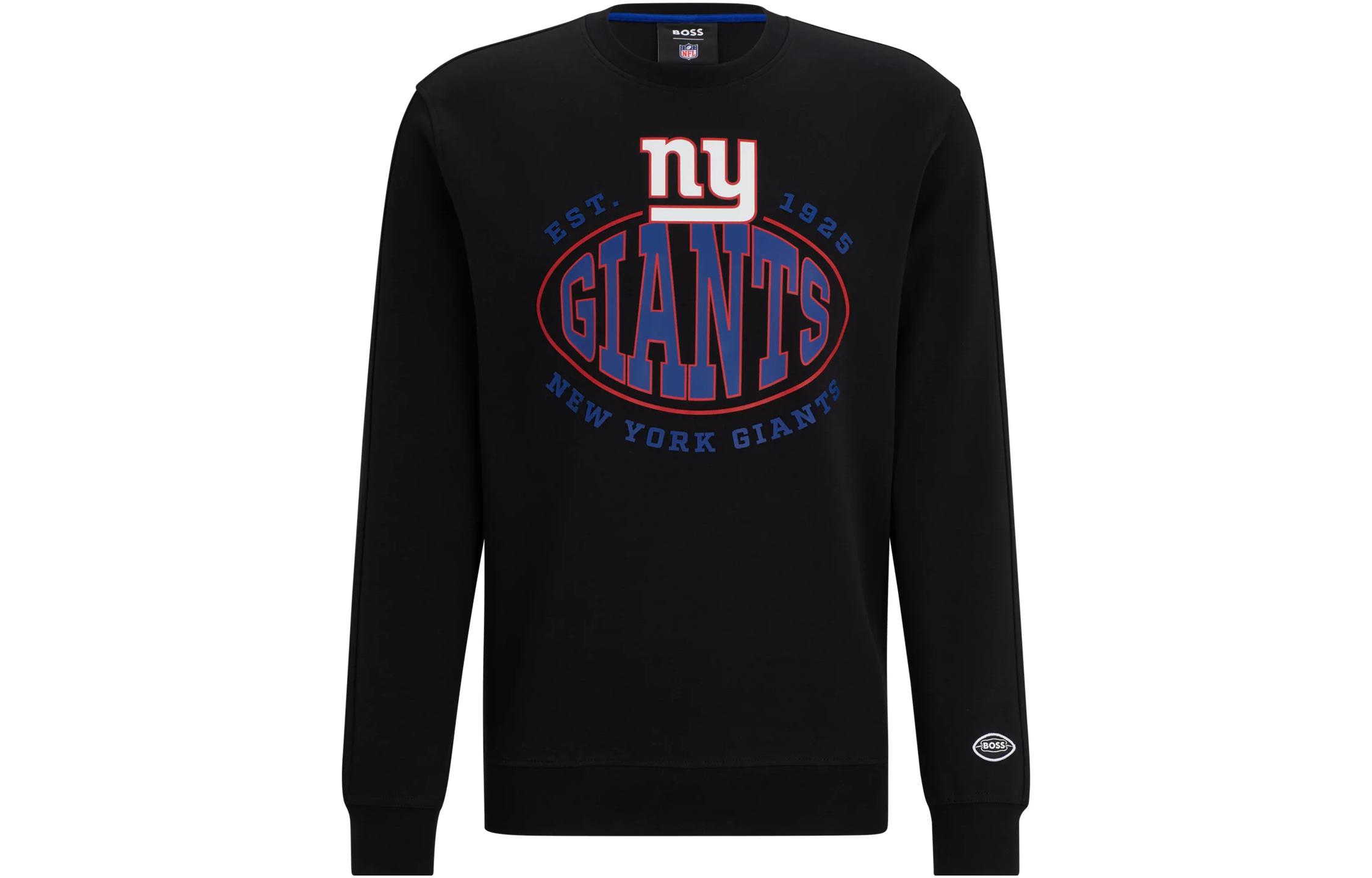 HUGO BOSS NFL Black Cotton-Blend Crewneck Sweatshirt with Logo Design 50504600-002