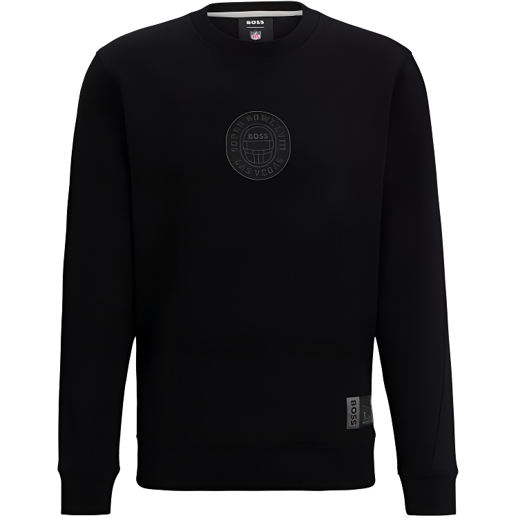 HUGO BOSS NFL Black Cotton-Blend Crewneck Sweatshirt with Metallic Logo 50514686-001
