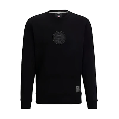 HUGO BOSS NFL Black Cotton-Blend Crewneck Sweatshirt with Metallic Logo 50514686-001