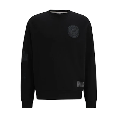 HUGO BOSS NFL Black Cotton-Terry Crewneck Sweatshirt with Patches () 50512154-001
