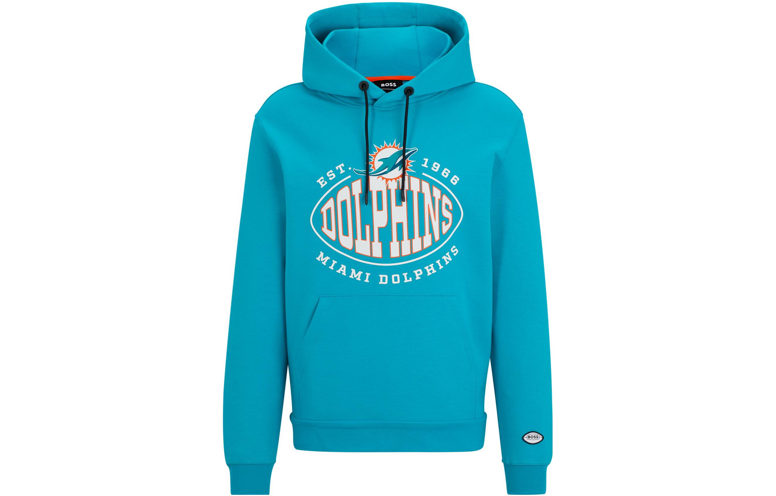 HUGO BOSS NFL Blue Cotton-Blend Hoodie Collaborative Branding Pullover 50504598-354