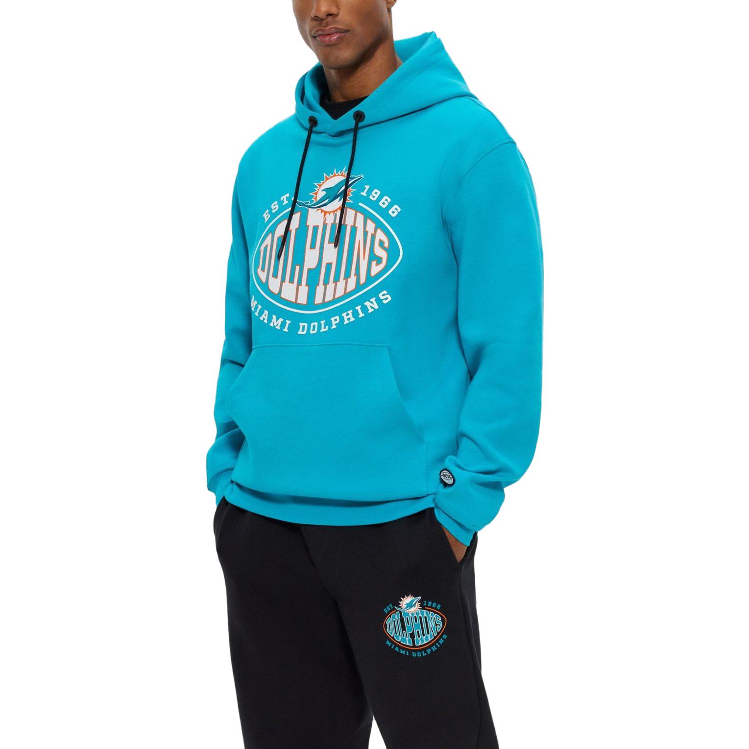 HUGO BOSS NFL Blue Cotton-Blend Hoodie Collaborative Branding Pullover 50504598-354 圖 4