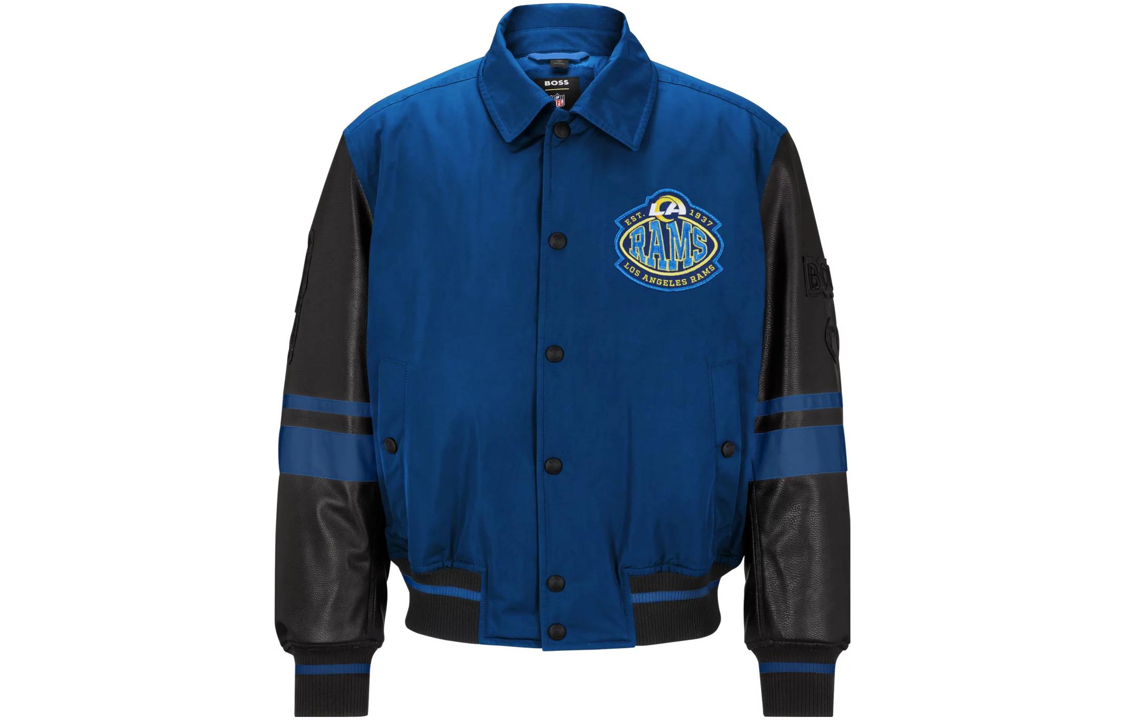 HUGO BOSS NFL Blue Embroidered Logo Bomber Jacket 50505936-431