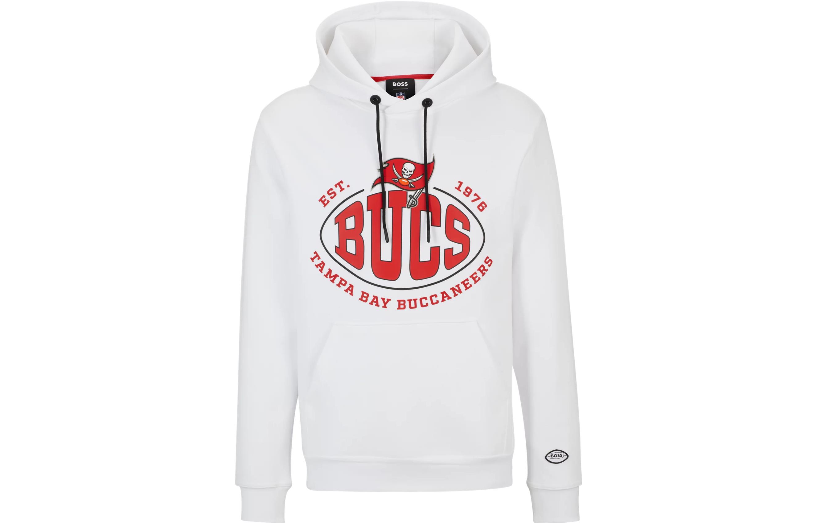 HUGO BOSS NFL Cotton-Blend Hoodie White Men’s Collaborative Logo Pullover 50504598-112