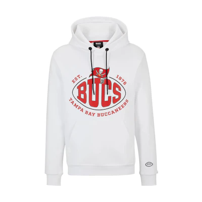 HUGO BOSS NFL Cotton-Blend Hoodie White Men’s Collaborative Logo Pullover 50504598-112