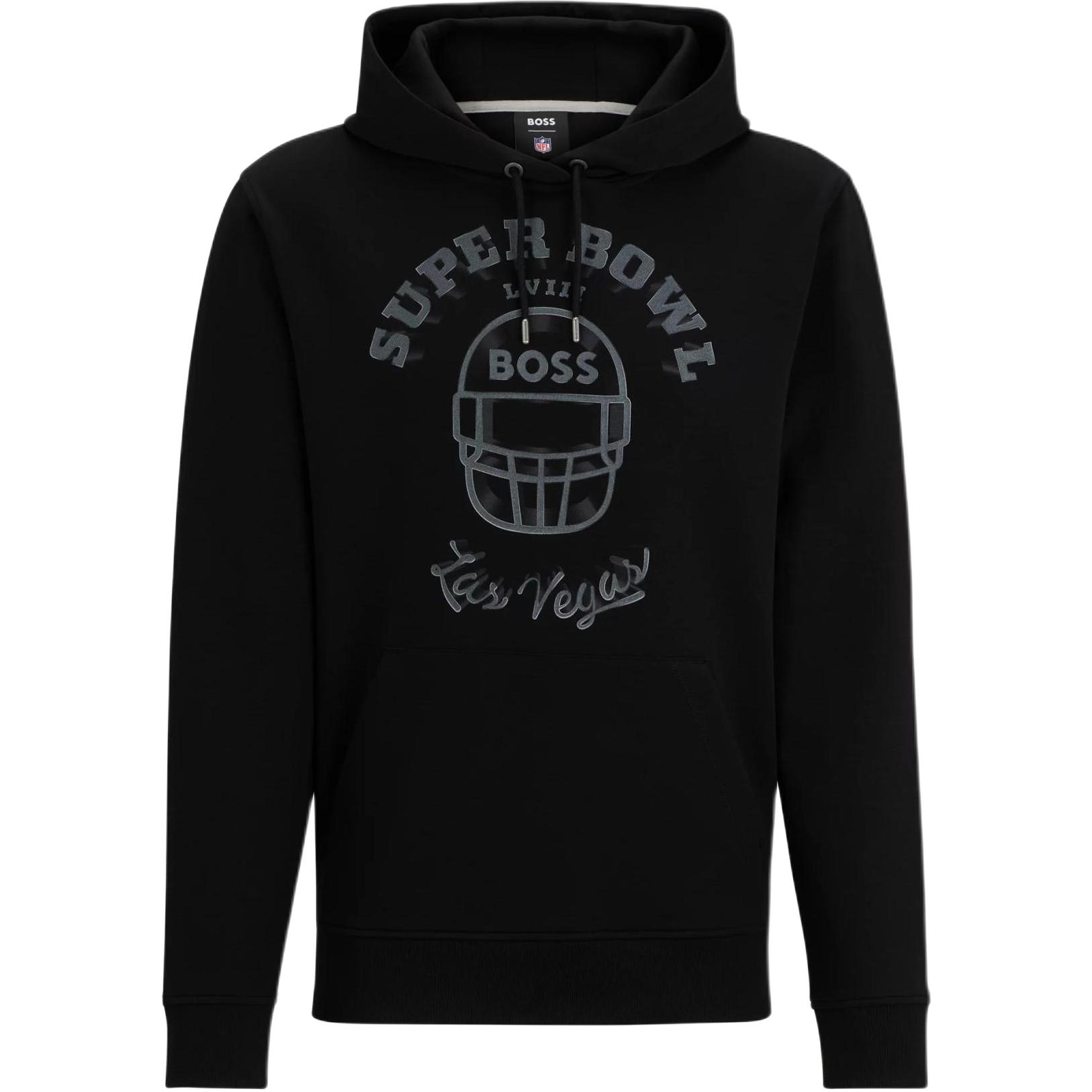 HUGO BOSS NFL Cotton-Blend Hoodie with Metallic Letter Print - Black 50514627-001