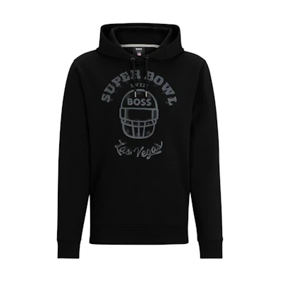 HUGO BOSS NFL Cotton-Blend Hoodie with Metallic Letter Print - Black 50514627-001