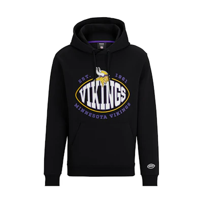 HUGO BOSS NFL Logo Print Pullover Hoodie Black Long Sleeve 50504598-014