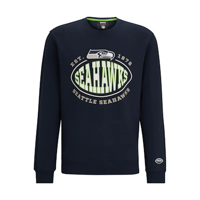 HUGO BOSS NFL Navy Blue Logo Crewneck Pullover Sweatshirt for Men 50504600-405