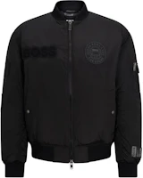 HUGO BOSS x NFL Padded Bomber Jacket Black with Logo Embroidery & Patches 50512107-001 HUGO BOSS x NFL Padded Bomber Jacket Black with Logo Embroidery & Patches 50512107-001