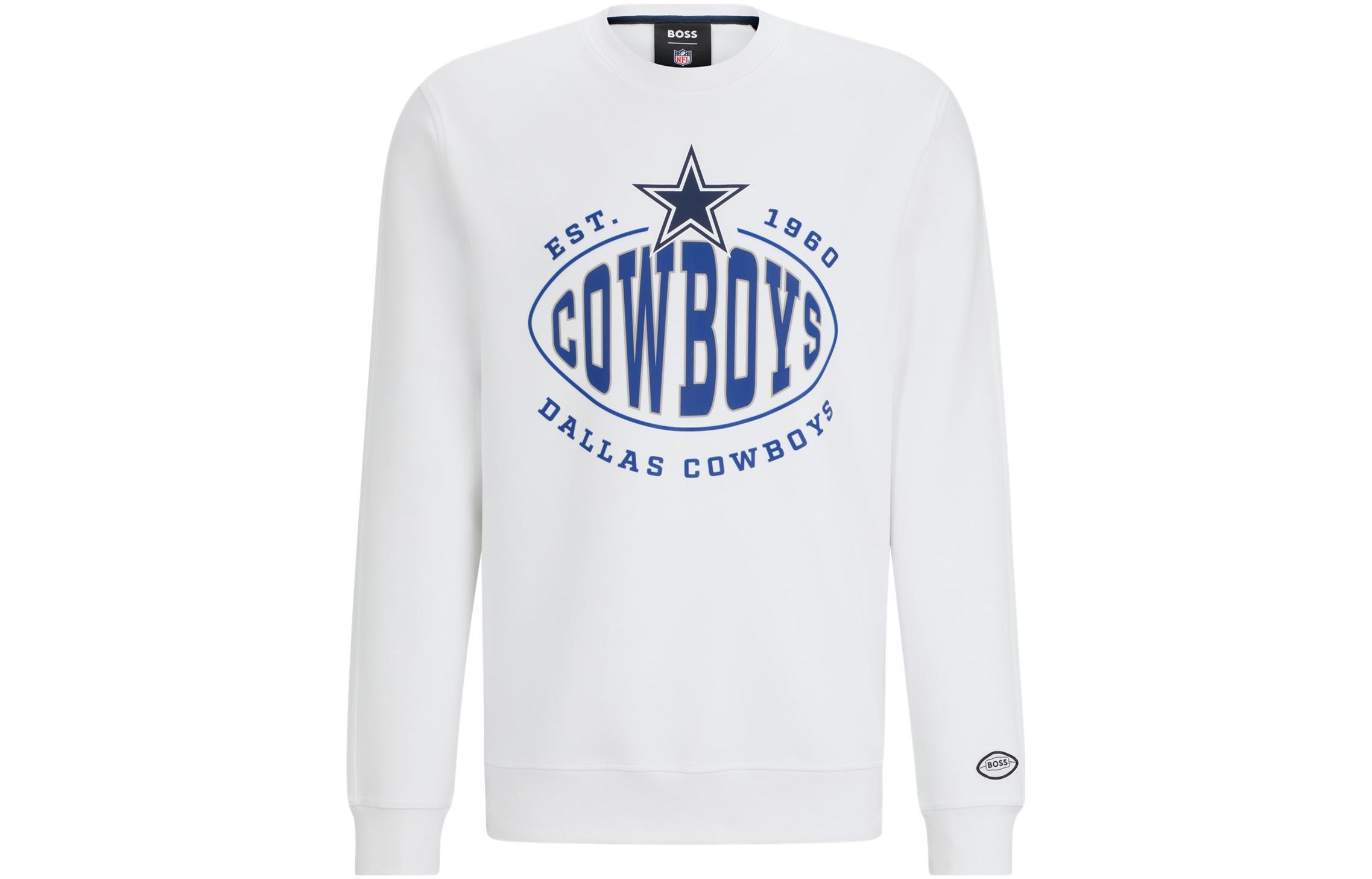 HUGO BOSS NFL SS23 Geometric Print Cotton Blend Sweatshirt White 50504600-100