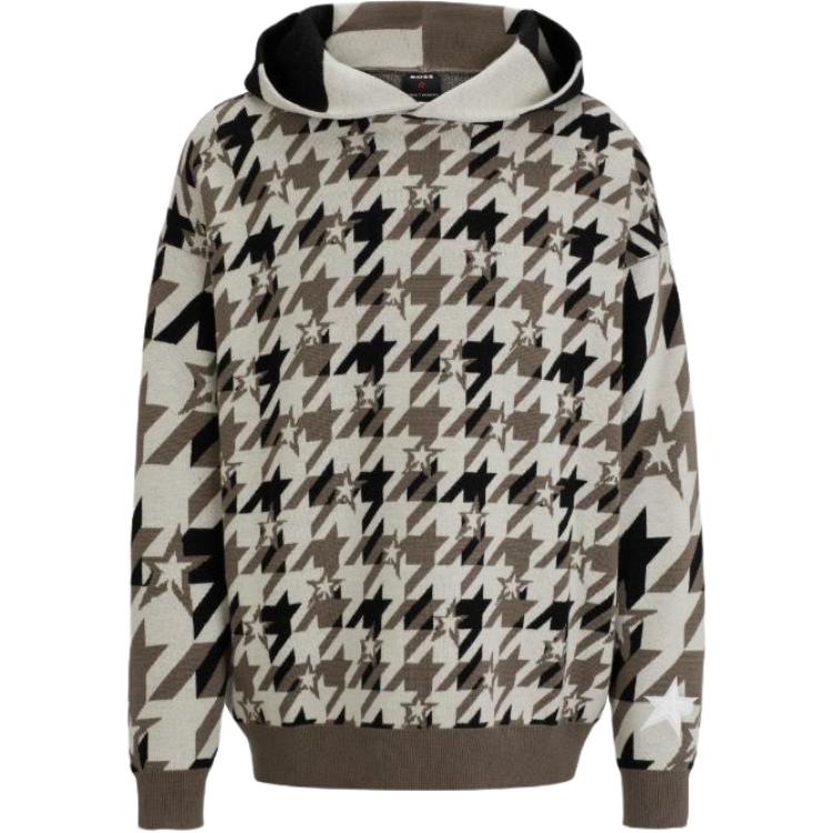 HUGO BOSS PERFECT MOMENT Houndstooth Hoodie Men’s Beige FW23 50510342-294