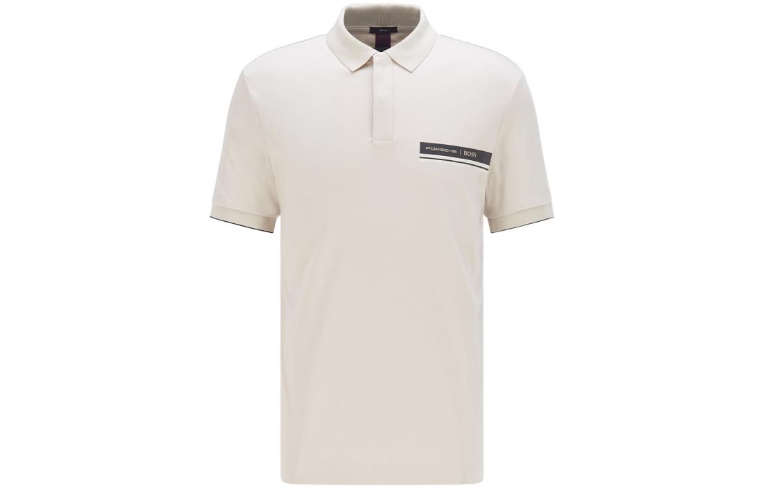 HUGO BOSS x Porsche  White Solid Short Sleeve Polo Shirt. 50457012-131